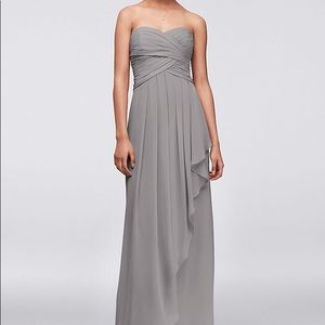 David’s Bridal Strapless Crinkle Chiffon Dress